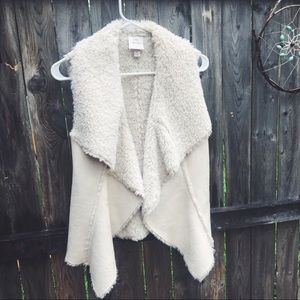 white/cream fleece fur vest